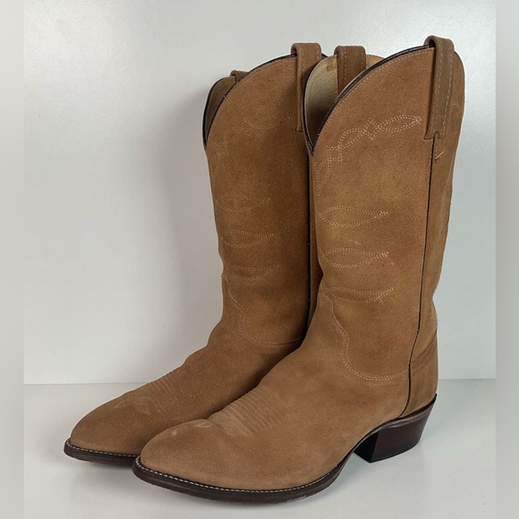 Vintage Chisholm Rough Out Suede Cowboy Boots 9.5 D USA Made